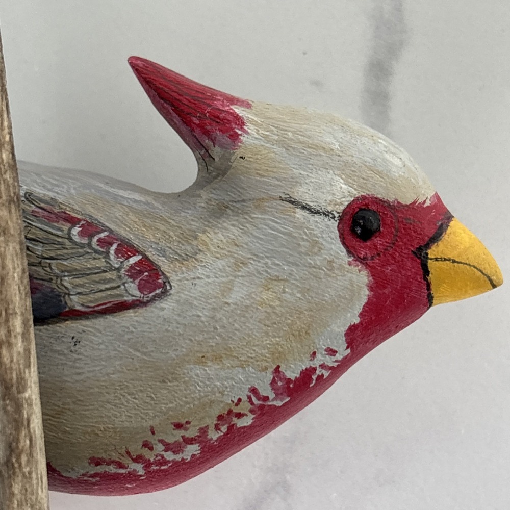 Vintage Hand Carved Wood Desert Cardinal Bird Signed RE Mumford ~ Purdue - Picture 16 of 16